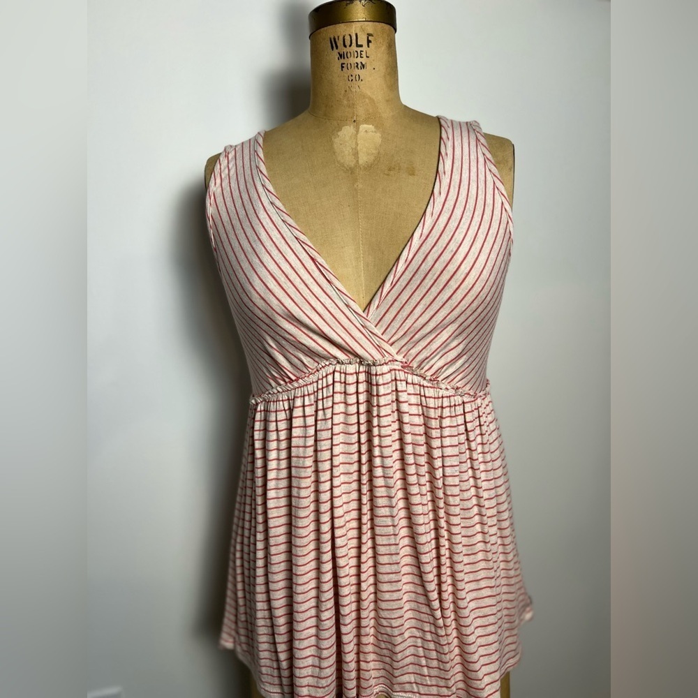 Matilda Jane pink and cream  striped v neck sleeveless top size XS